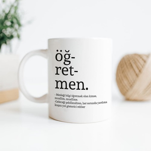 Öğretmen Kelime Anlamlı Porselen Kupa