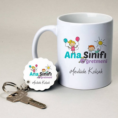 Ana Sınıfı Öğretmenine Hediye Kupa ve Anahtarlık