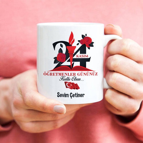 Gül Motifli Öğretmen Kahve Kupa Bardağı