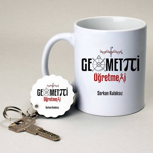 Geometri Öğretmenine Hediye Kupa ve Anahtarlık