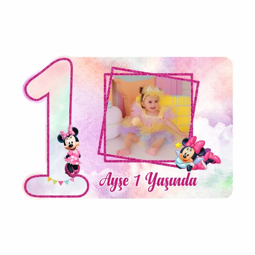 1 Yaş - Mickey Mouse Temalı Doğum Günü Magneti